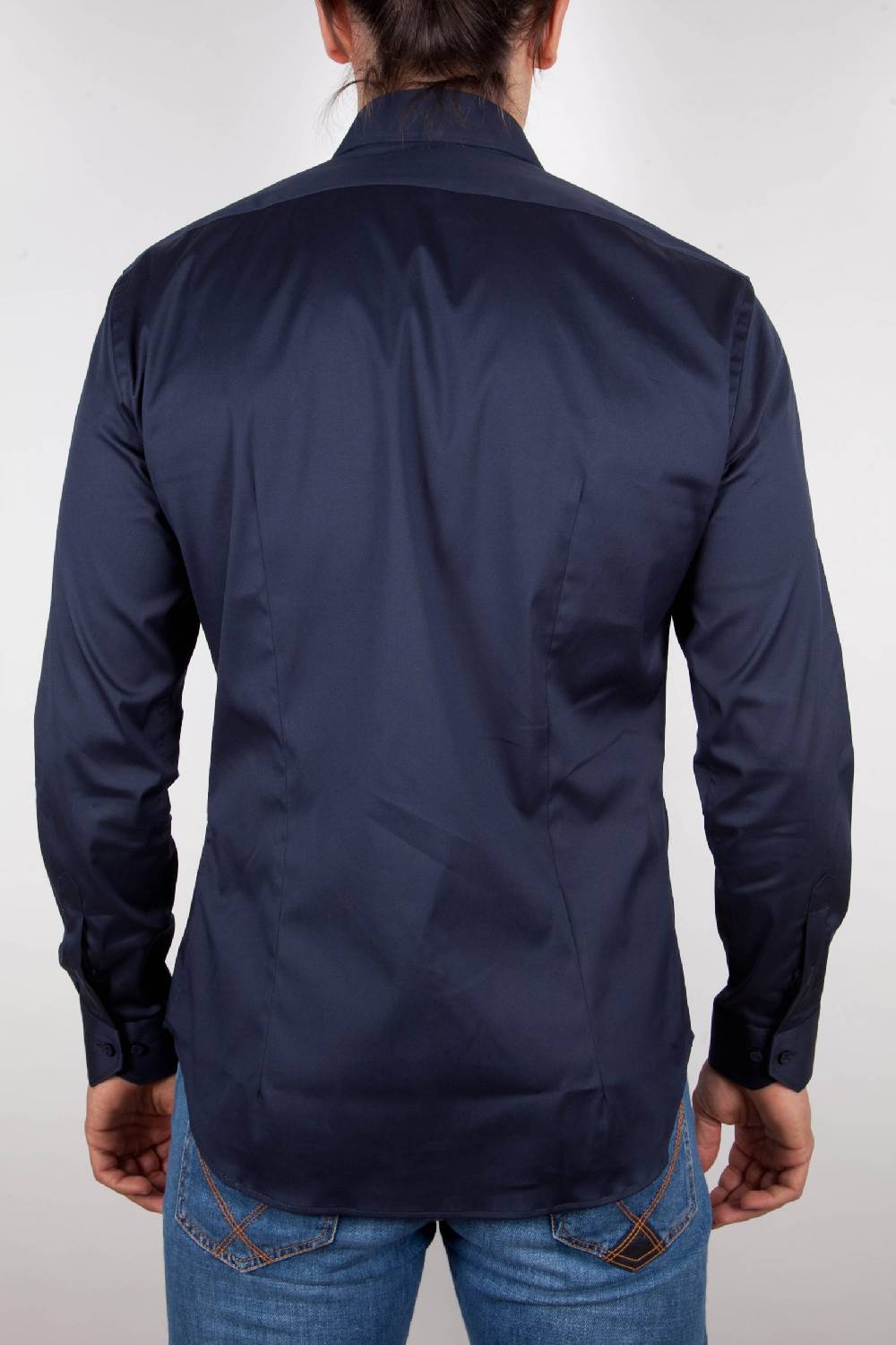 Poggianti Camicia Blu Popeline Collo Italiano C01-5 Vendita