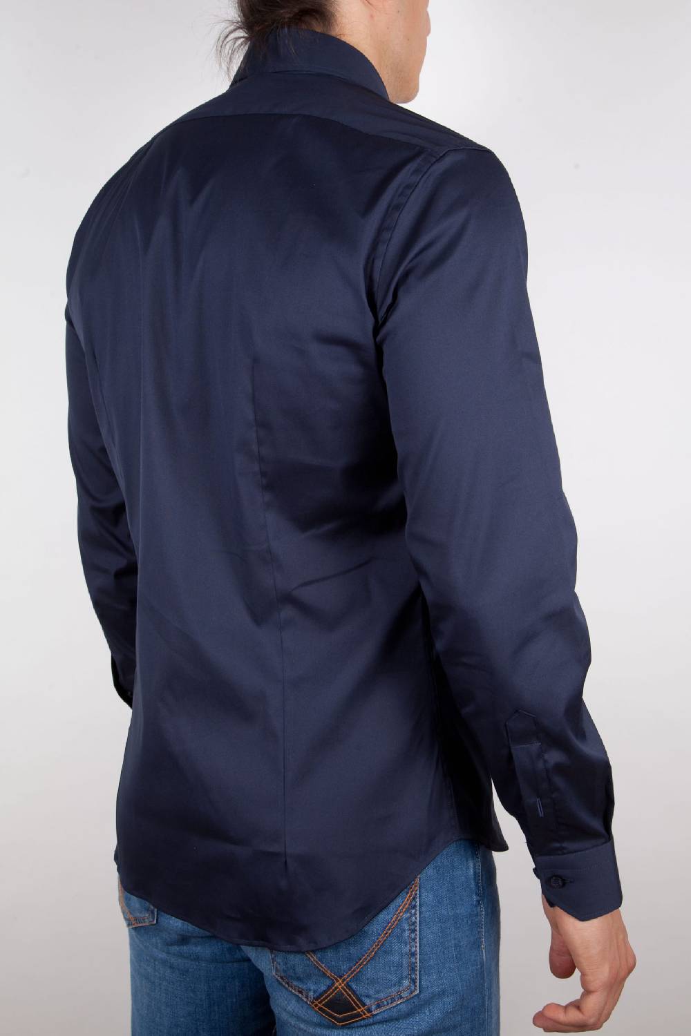 Poggianti Camicia Blu Popeline Collo Italiano C01-5 Vendita