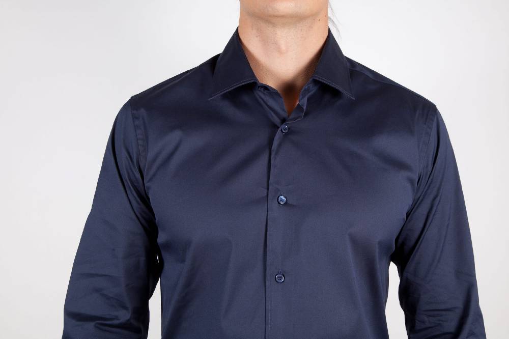 Poggianti Camicia Blu Popeline Collo Italiano C01-5 Vendita
