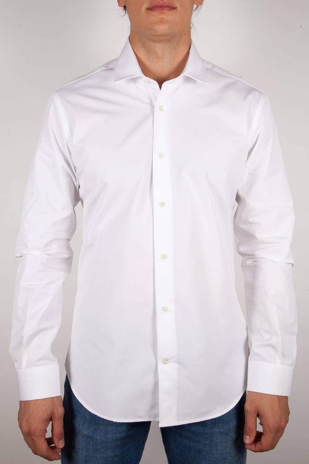 Poggianti Camicia Bianca Popeline Collo Italiano C01-1 Spedizione Gratuita