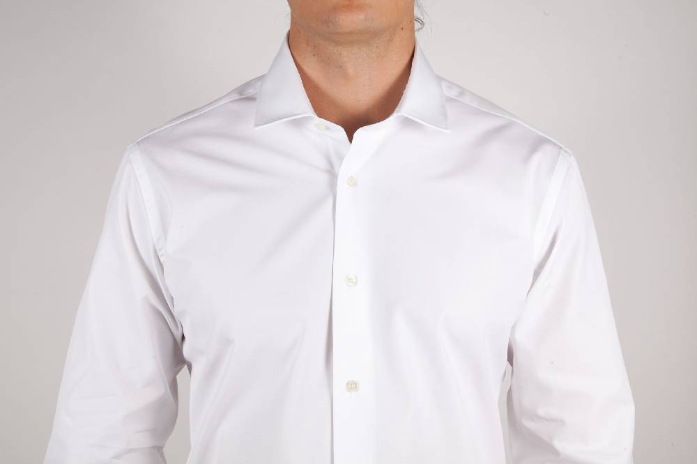 Poggianti Camicia Bianca Popeline Collo Italiano C01-1 Spedizione Gratuita