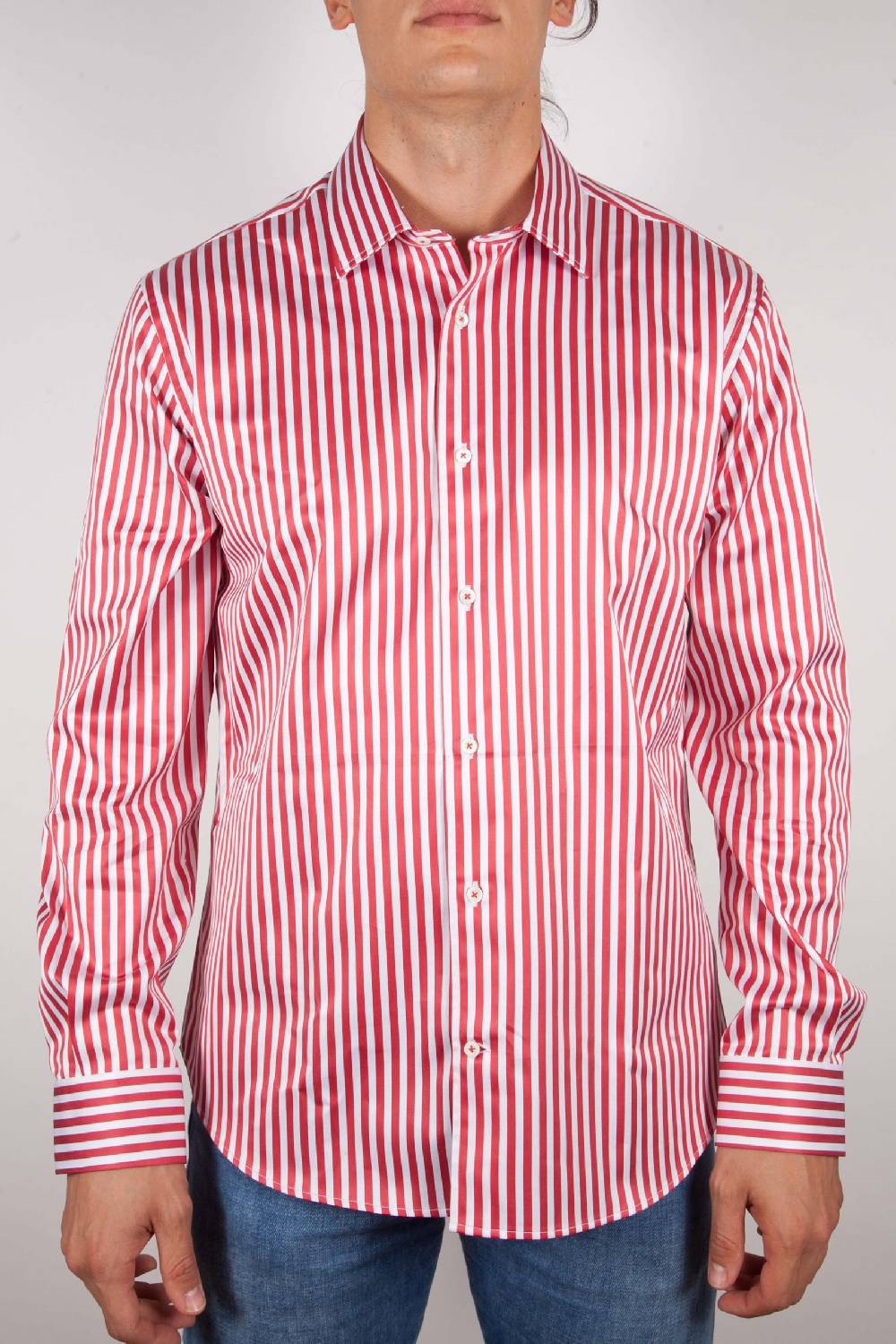 Poggianti Camicia Righe Rossa-Bianca Negozi Online