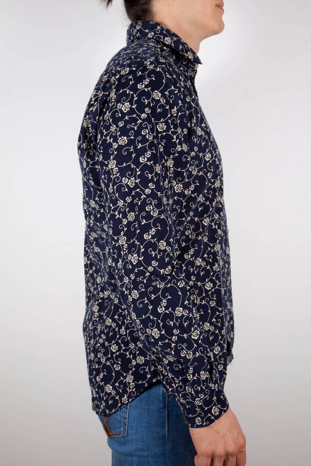 Poggianti Camicia Fantasia su riga Blu Collo Italiano Acquista Ora