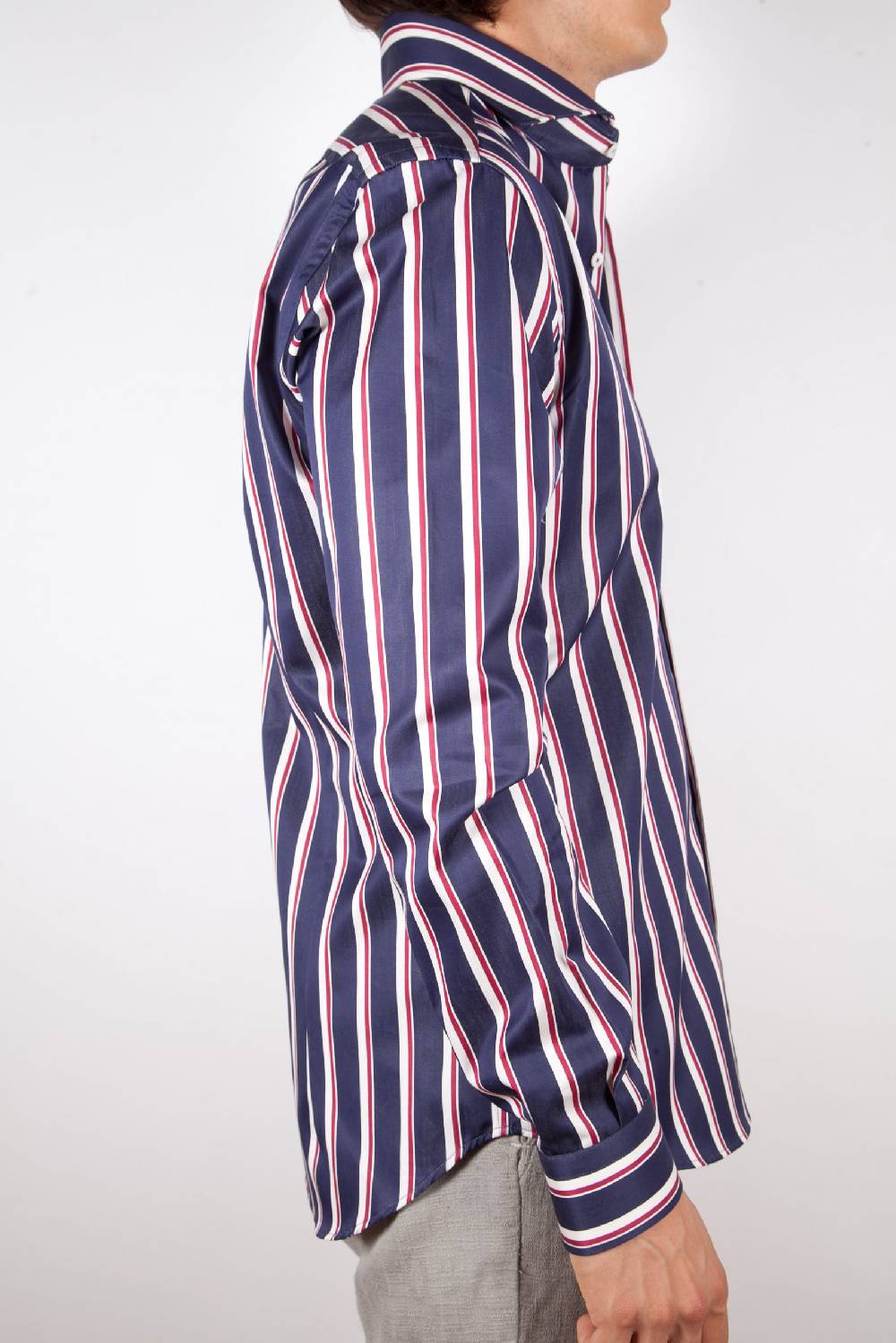 Poggianti Camicia Righe Blu-Bianca Affare Del Giorno