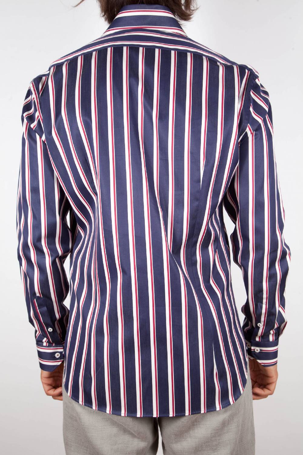 Poggianti Camicia Righe Blu-Bianca Affare Del Giorno