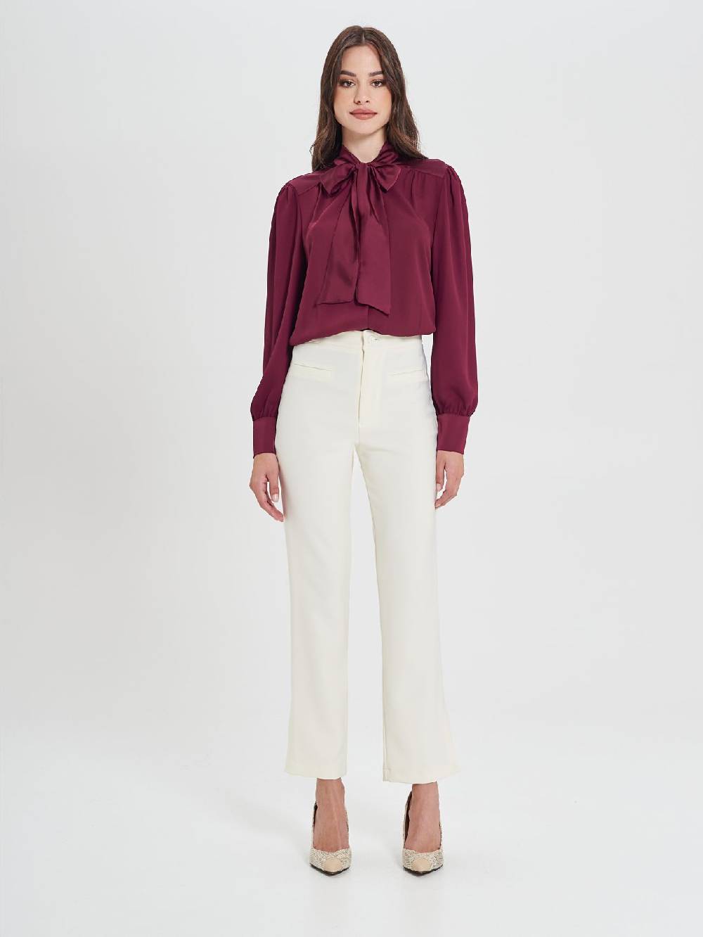 Rinascimento Pantaloni Bianchi in Cadi Operato Donna Only for today