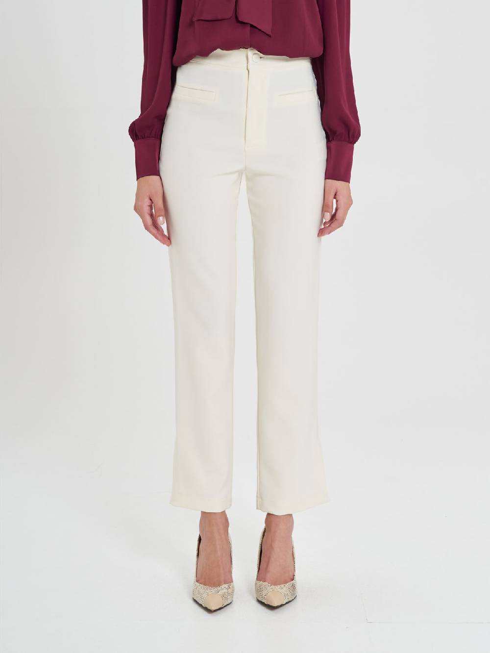Rinascimento Pantaloni Bianchi in Cadi Operato Donna Only for today