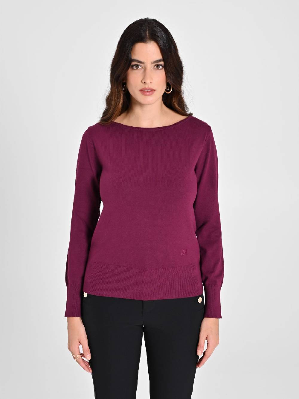 Rinascimento Maglioncino Bordeaux Manica Lunga Spedizione Gratuita