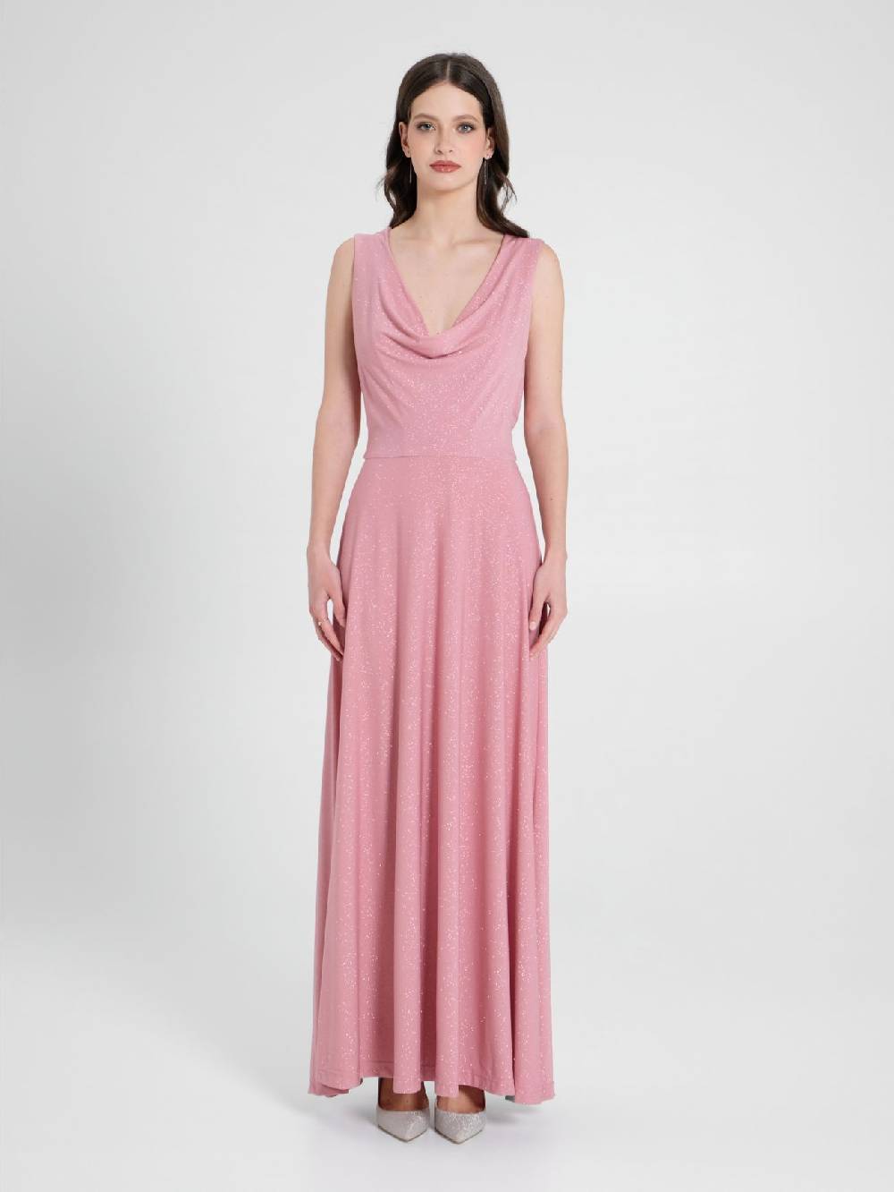 Rinascimento Abito Lungo Microglitter Rosa Shopping Online