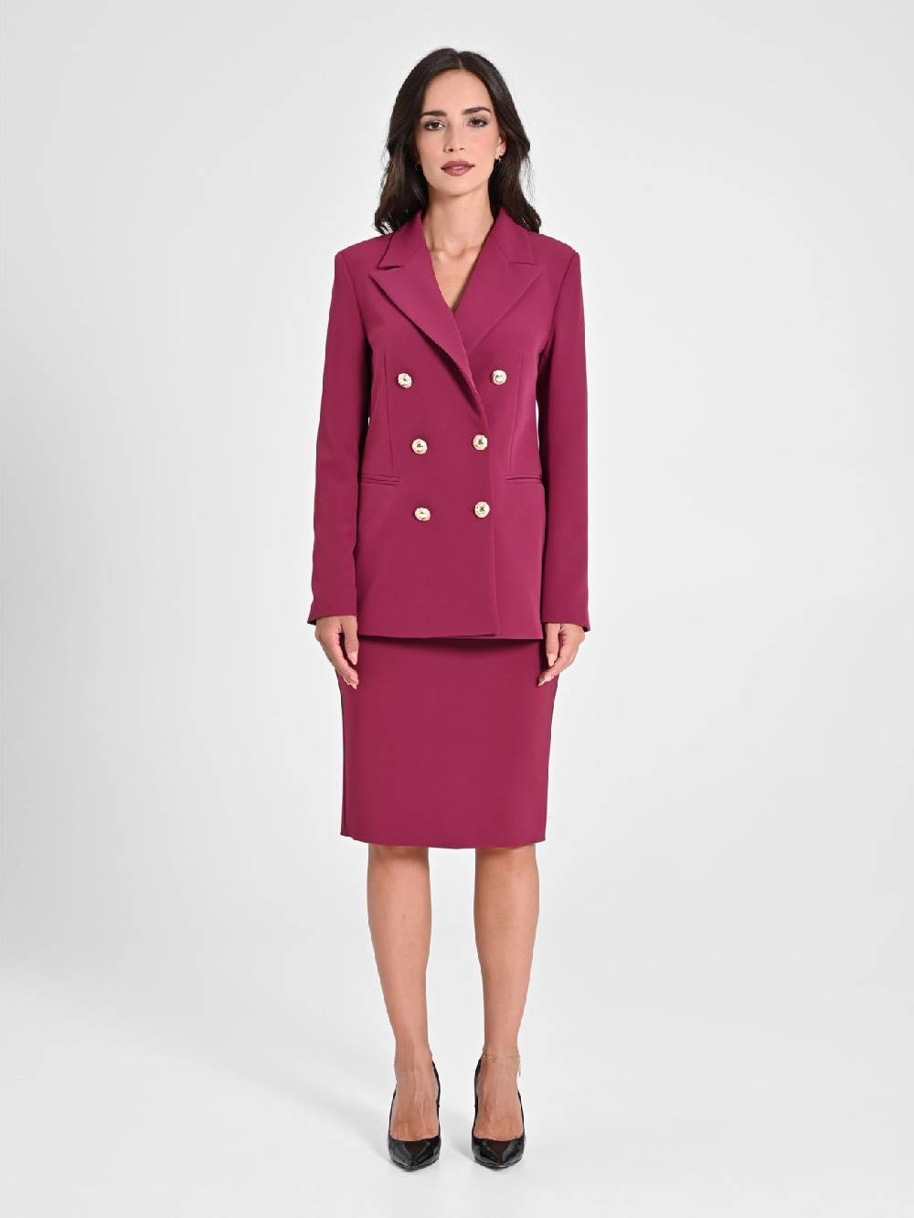 Rinascimento Giacca Doppiopetto Bordeaux Donna In Vendita