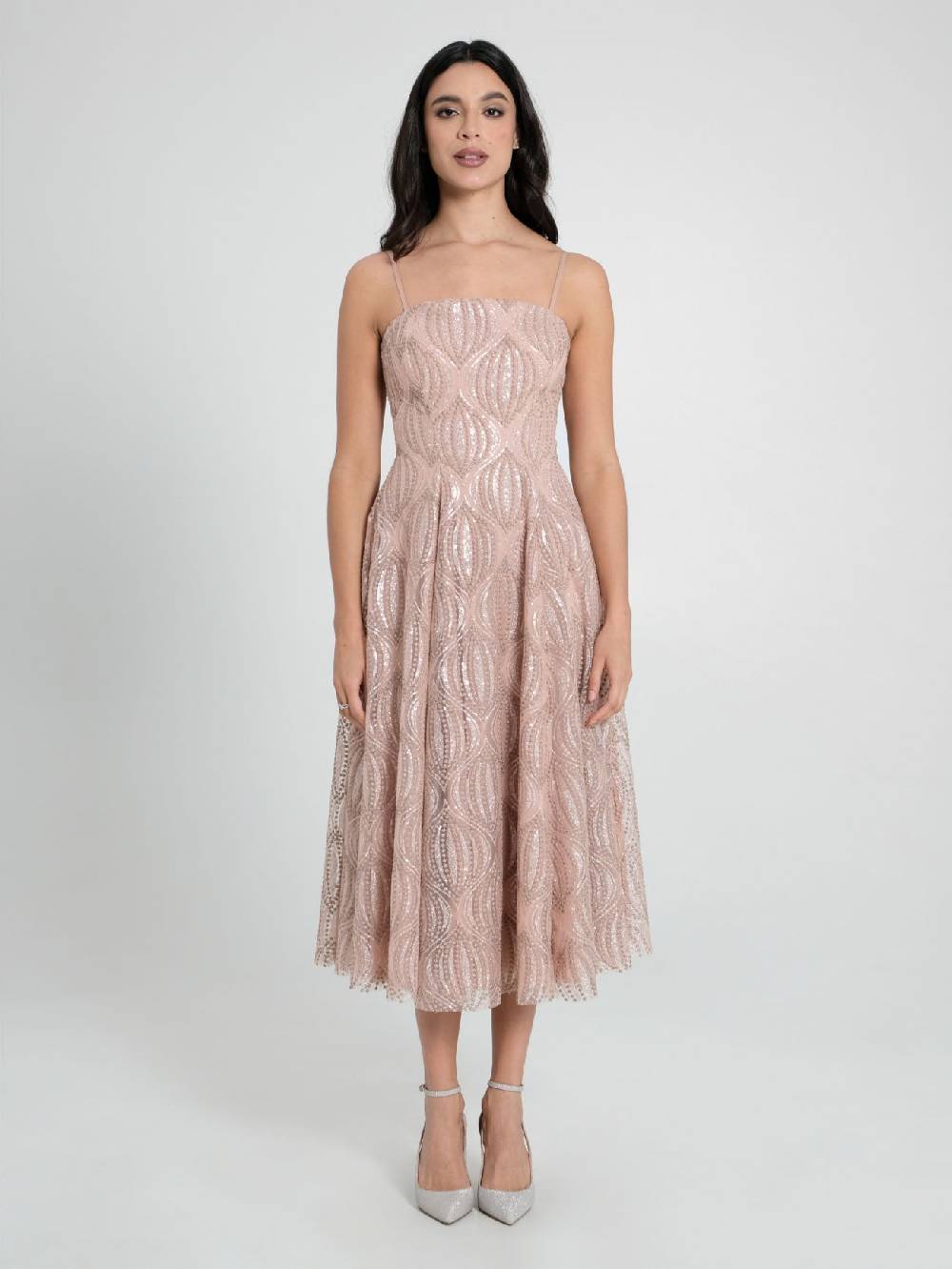 Rinascimento Abito Tulle Glitter Rosa Saldi Di Fabbrica