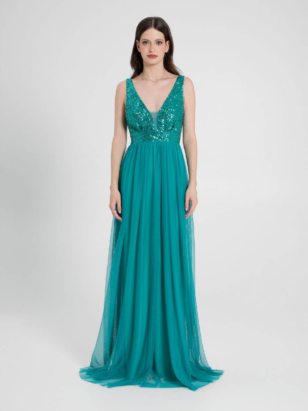 Rinascimento Abito Lungo Paillettes & Tulle Negozio