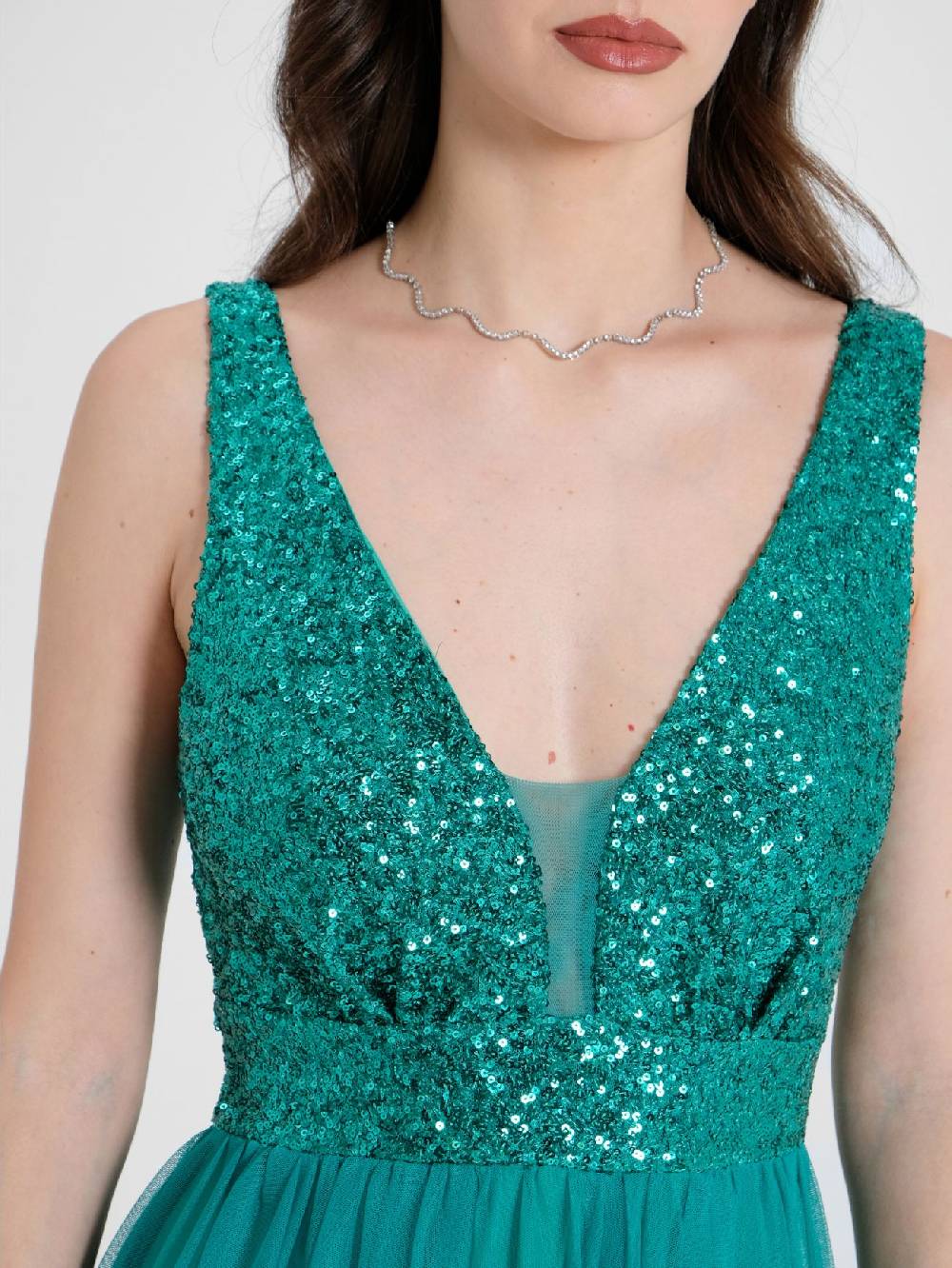 Rinascimento Abito Lungo Paillettes & Tulle Negozio