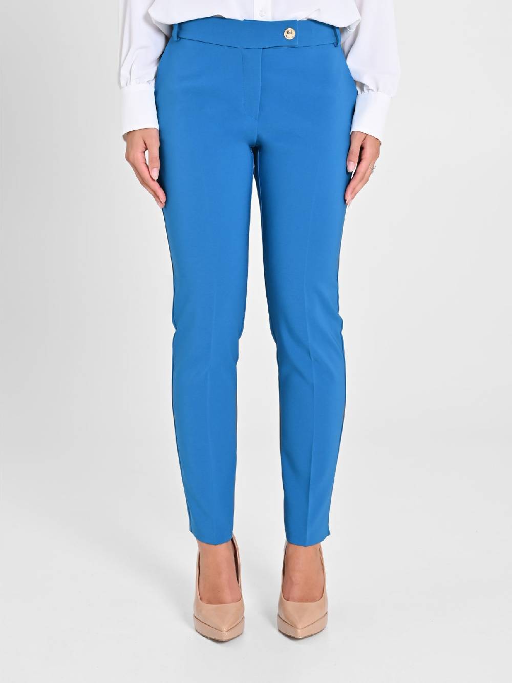 Rinascimento Pantaloni Straight in Tessuto Tecnico Blu Oceano Flash Sale