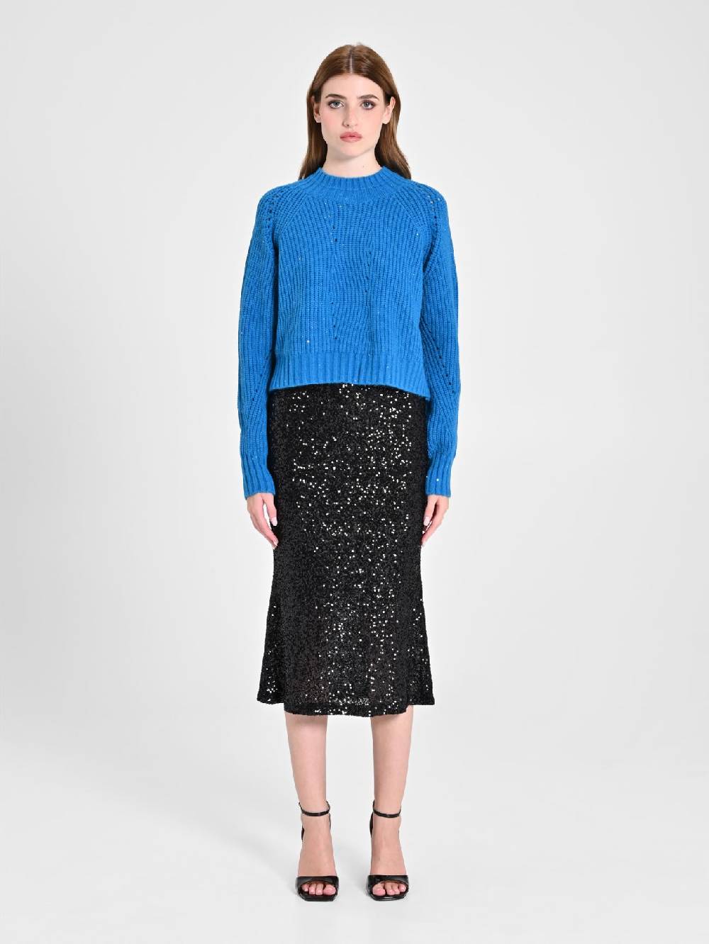 Rinascimento Maglia Paillettes Blu Oceano Offerta natalizia