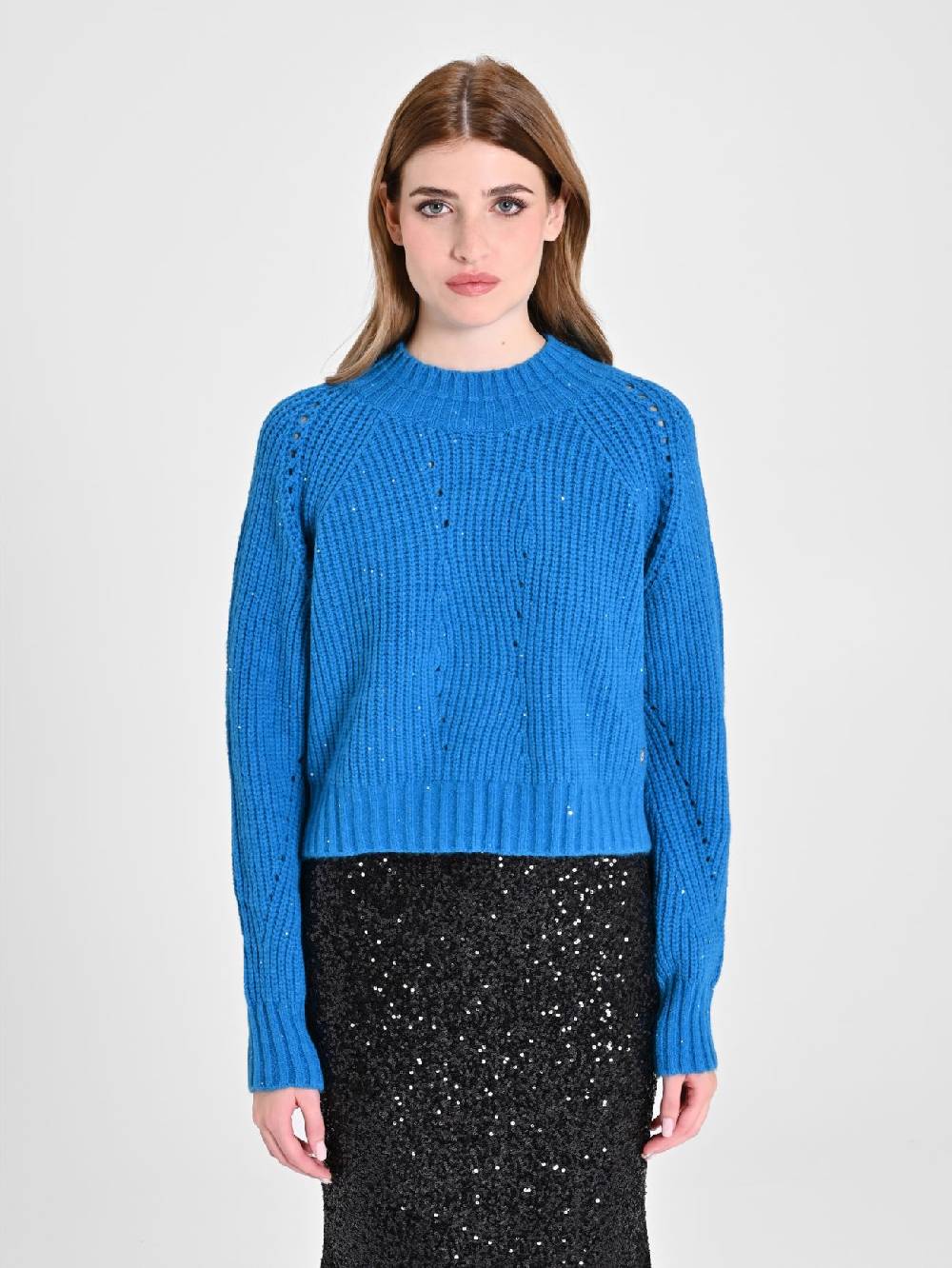 Rinascimento Maglia Paillettes Blu Oceano Offerta natalizia