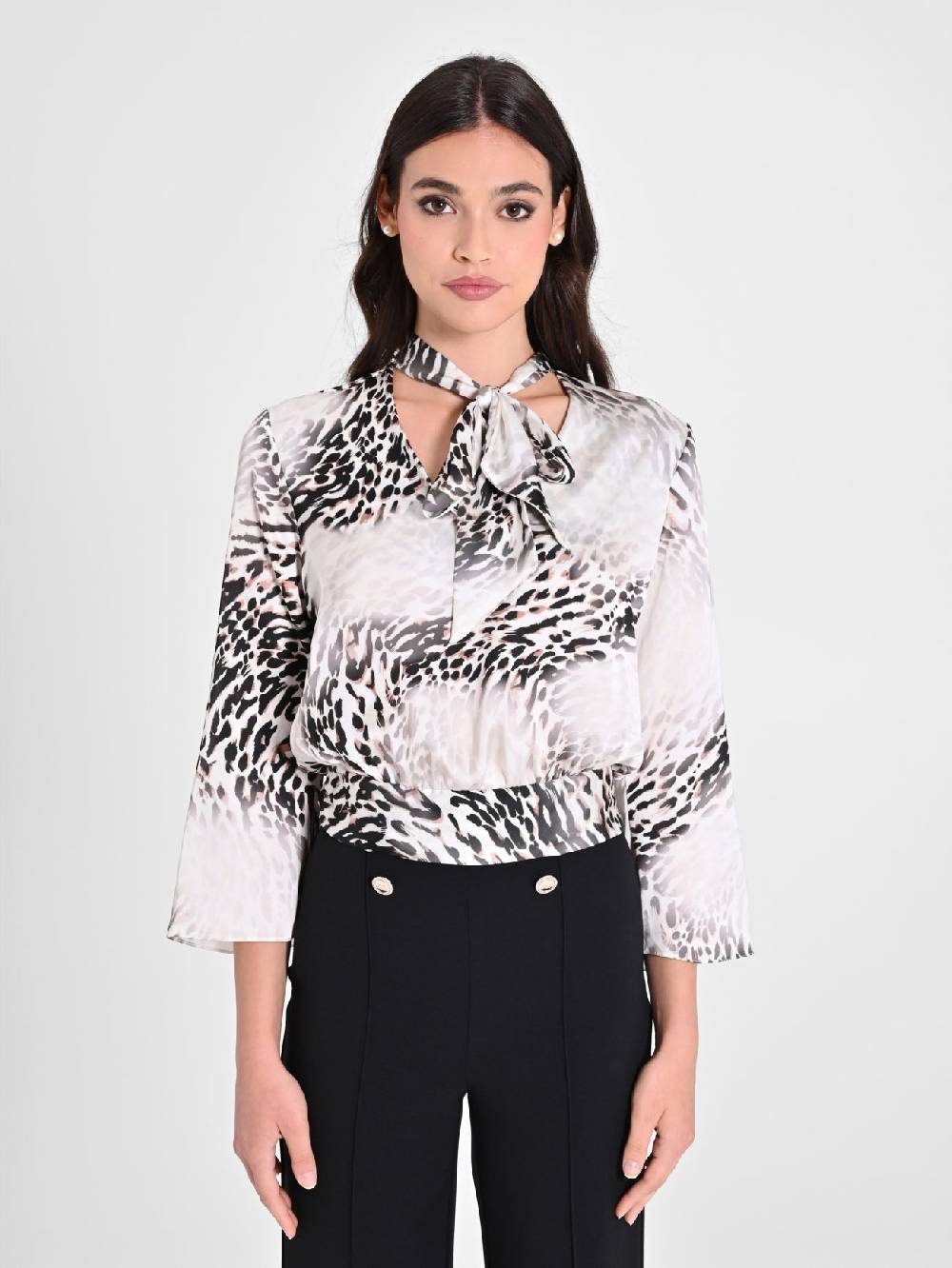 Rinascimento Blusa Animalier con Fiocco Offerta San Valentino