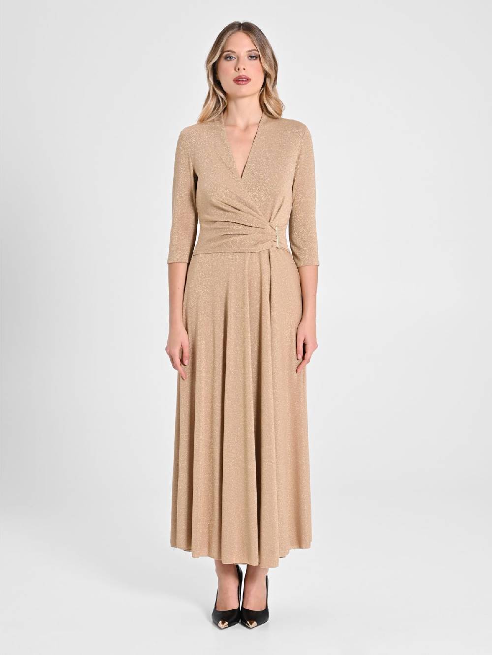 Rinascimento Abito Lungo Lurex Gold Sconti VIP