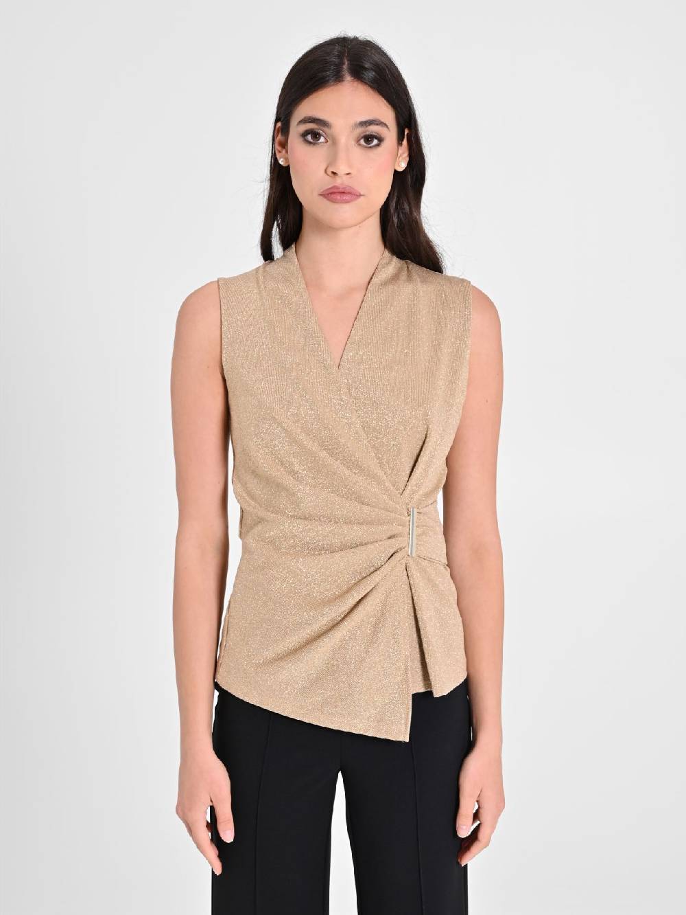 Rinascimento Top in Lurex Oro Super Saving Price