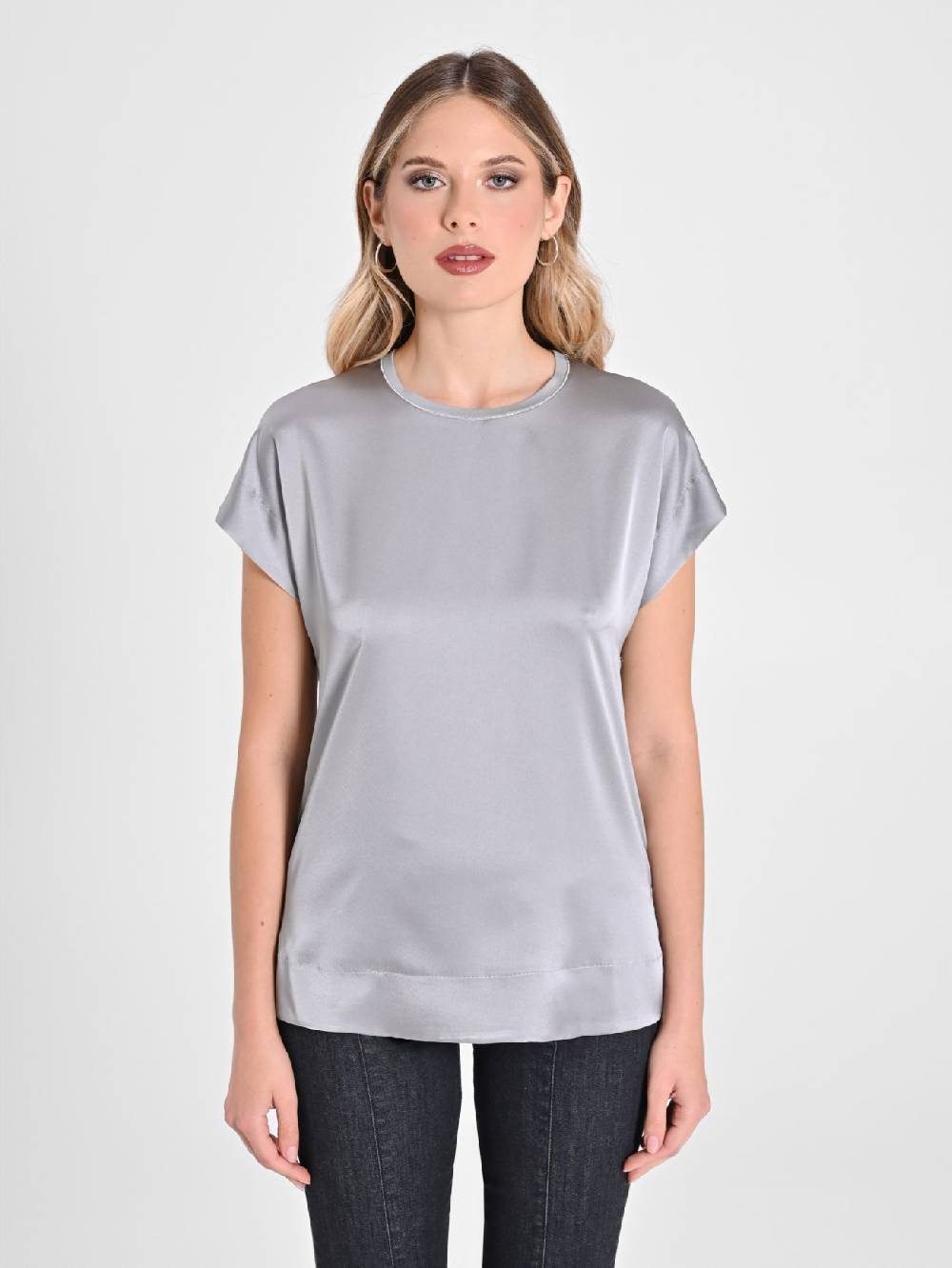 Rinascimento Blusa Envers Satin Grigia Ritorno libero
