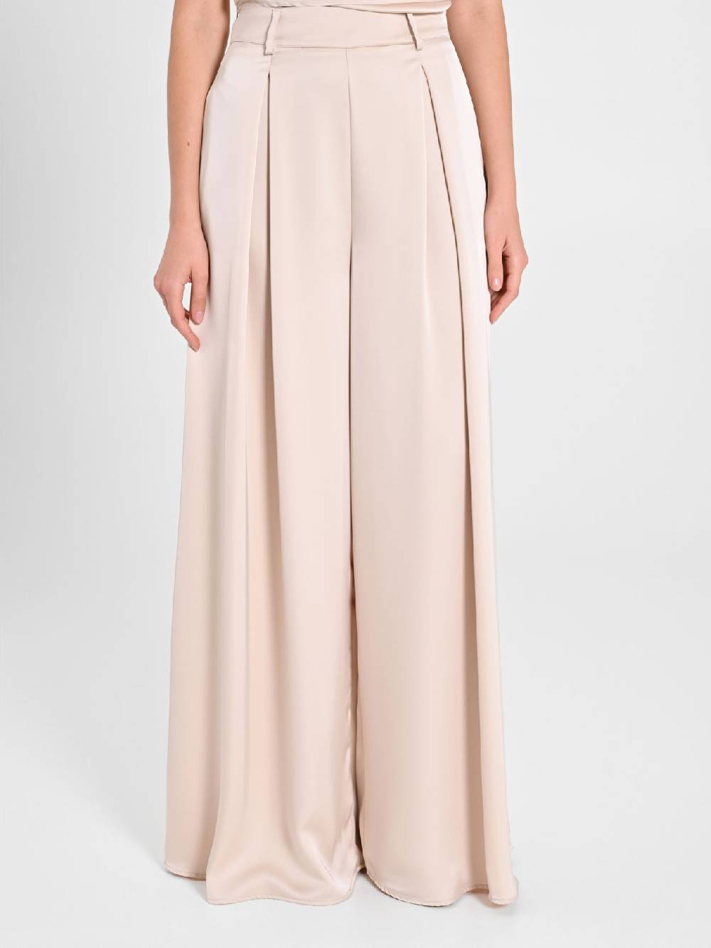 Rinascimento Pantaloni Palazzo in Satin Beige Latest stili