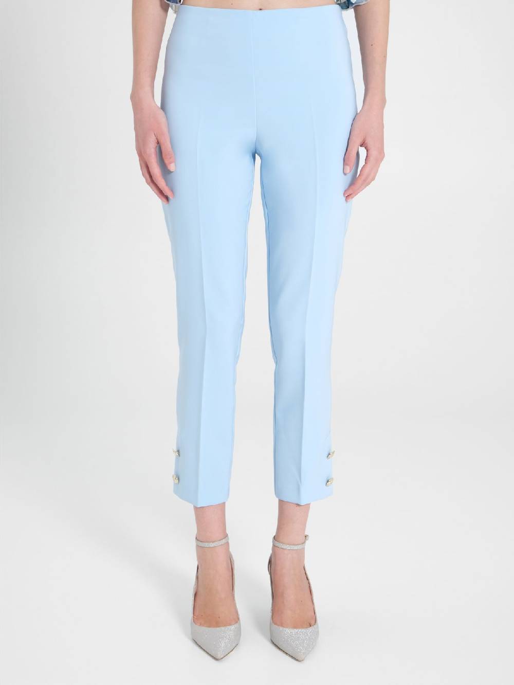Rinascimento Pantaloni Slim in Tessuto Tecnico Azzurri Discount Store per i nuovi prodotti