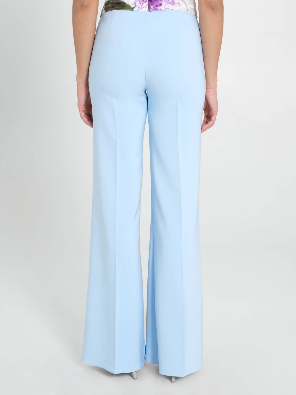 Rinascimento Pantaloni Palazzo in Tessuto Tecnico Azzurro Donna Super sconto