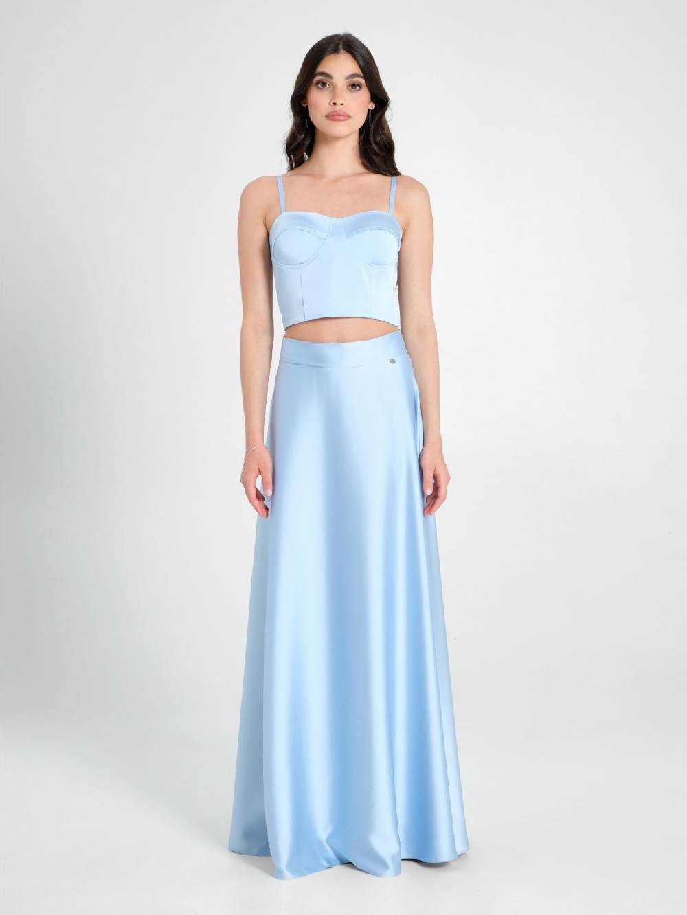 Rinascimento Top Bustier in Raso Strutturato Azzurro Trasporto libero internazionale