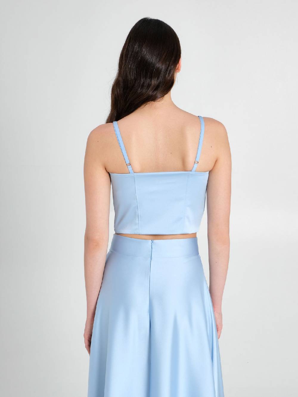 Rinascimento Top Bustier in Raso Strutturato Azzurro Trasporto libero internazionale