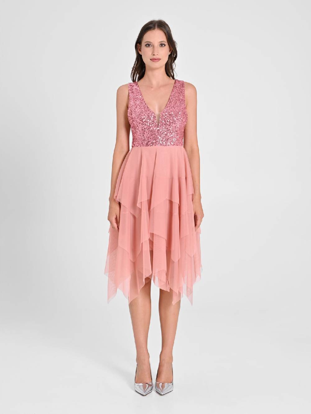 Rinascimento Abito in Tulle e Paillettes Rosa Super Saving Price