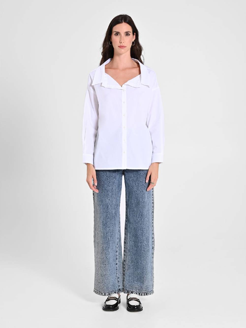 Rinascimento Camicia in Cotone con Collo Aperto Only for today