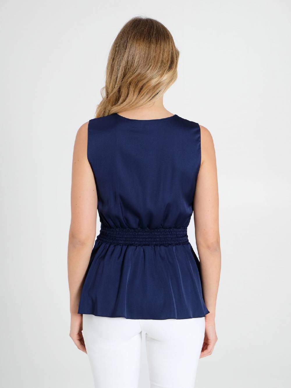 Rinascimento Top in Raso Blu Offerta speciale della fabbrica