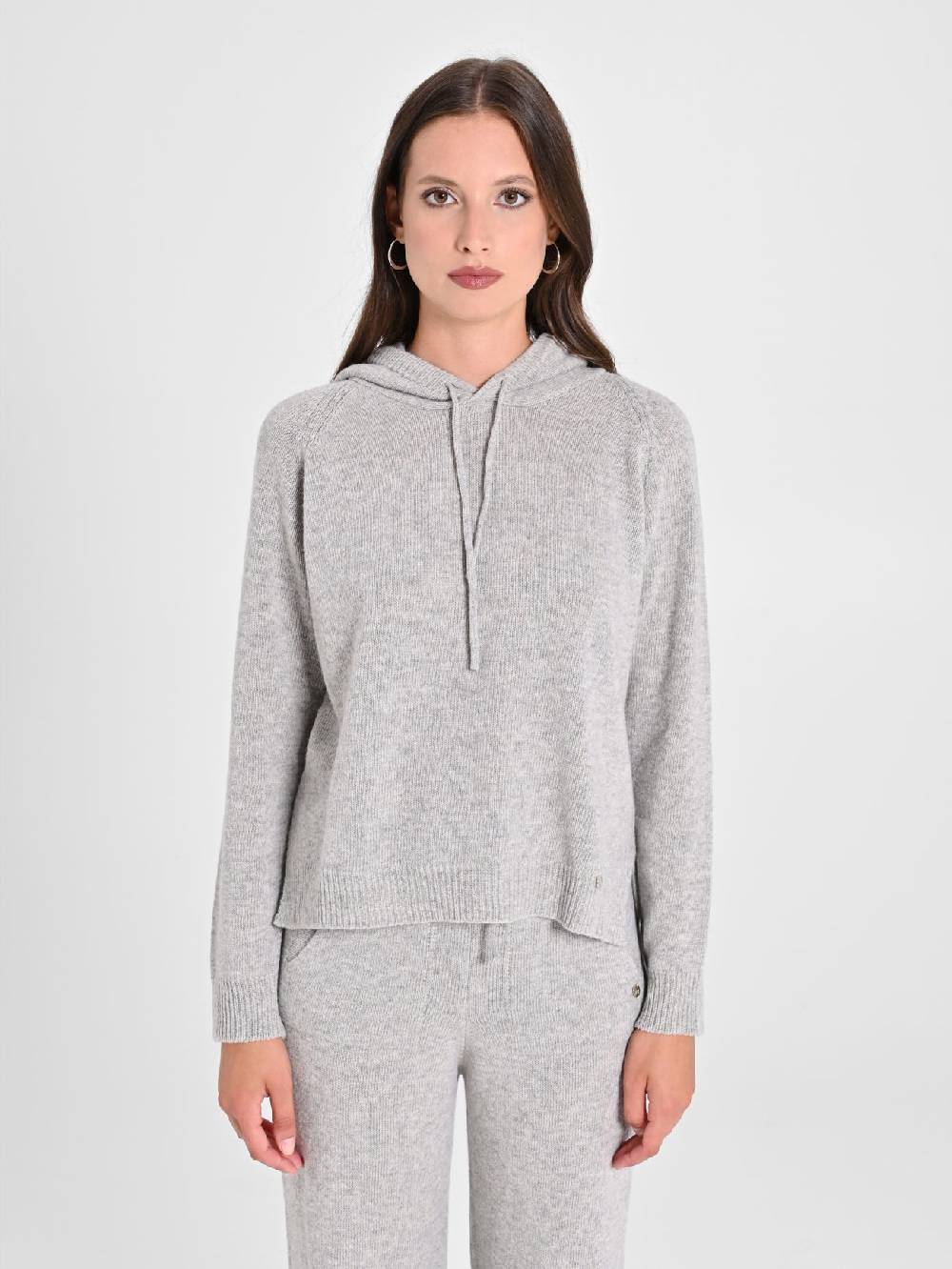 Rinascimento Maglia con Cappuccio Misto Cachemire Sostegno trimestrale