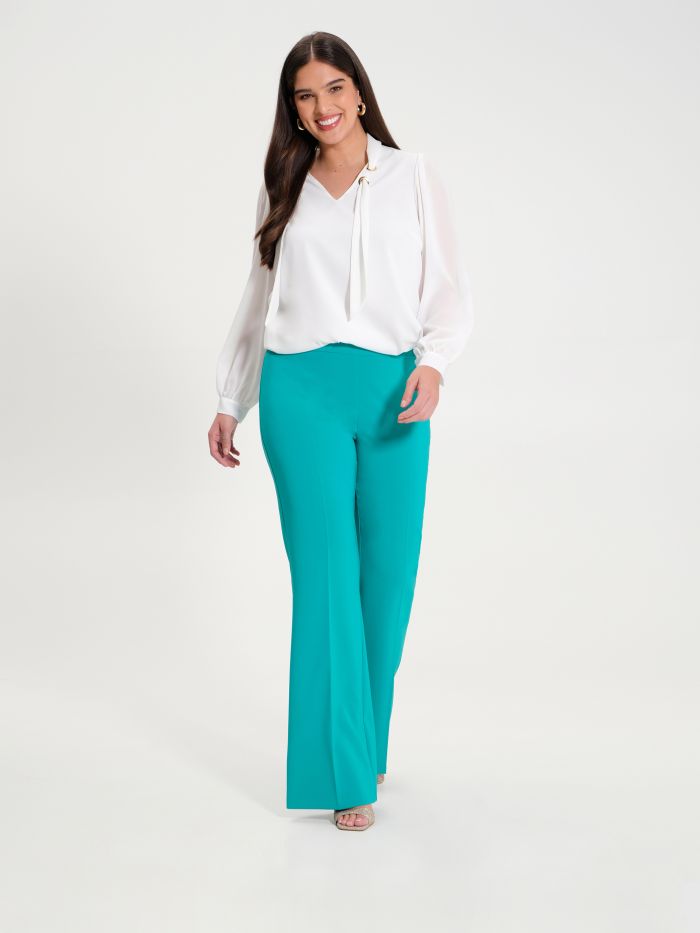Rinascimento Pantaloni Curvy a Palazzo in Tessuto Tecnico Officina