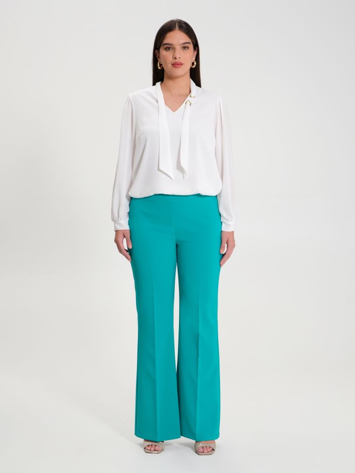 Rinascimento Pantaloni Curvy a Palazzo in Tessuto Tecnico Officina