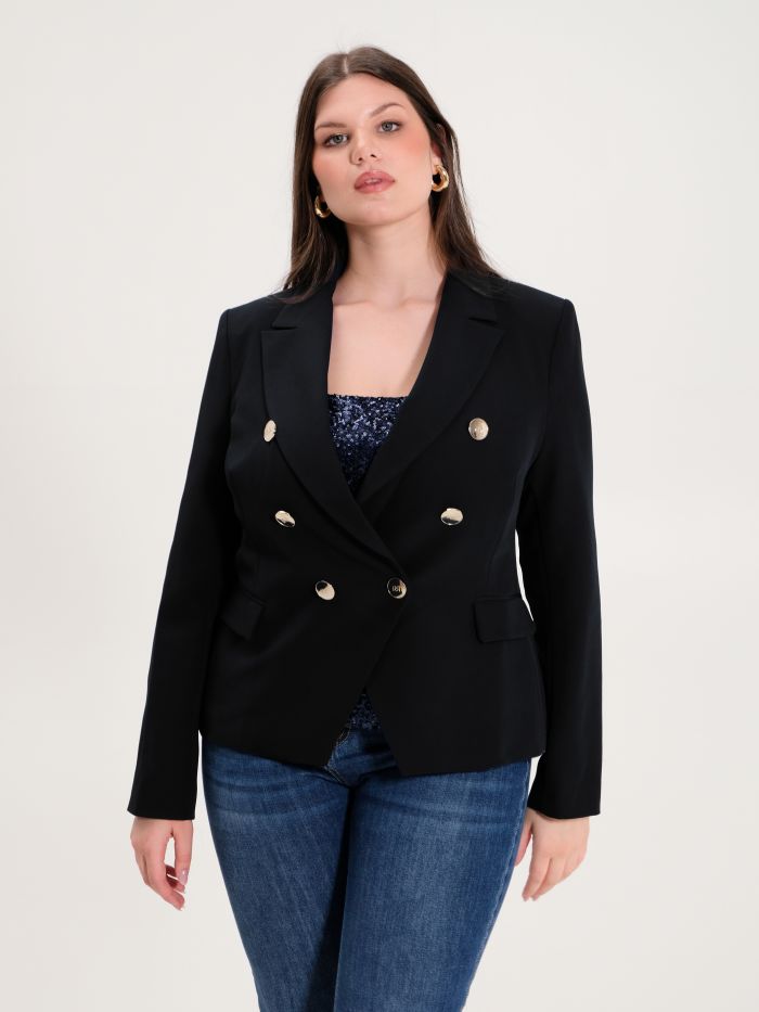 Rinascimento Giacca Curvy 6 Bottoni Nero 50% di sconto per tempo limitato
