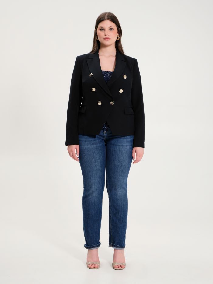 Rinascimento Giacca Curvy 6 Bottoni Nero 50% di sconto per tempo limitato
