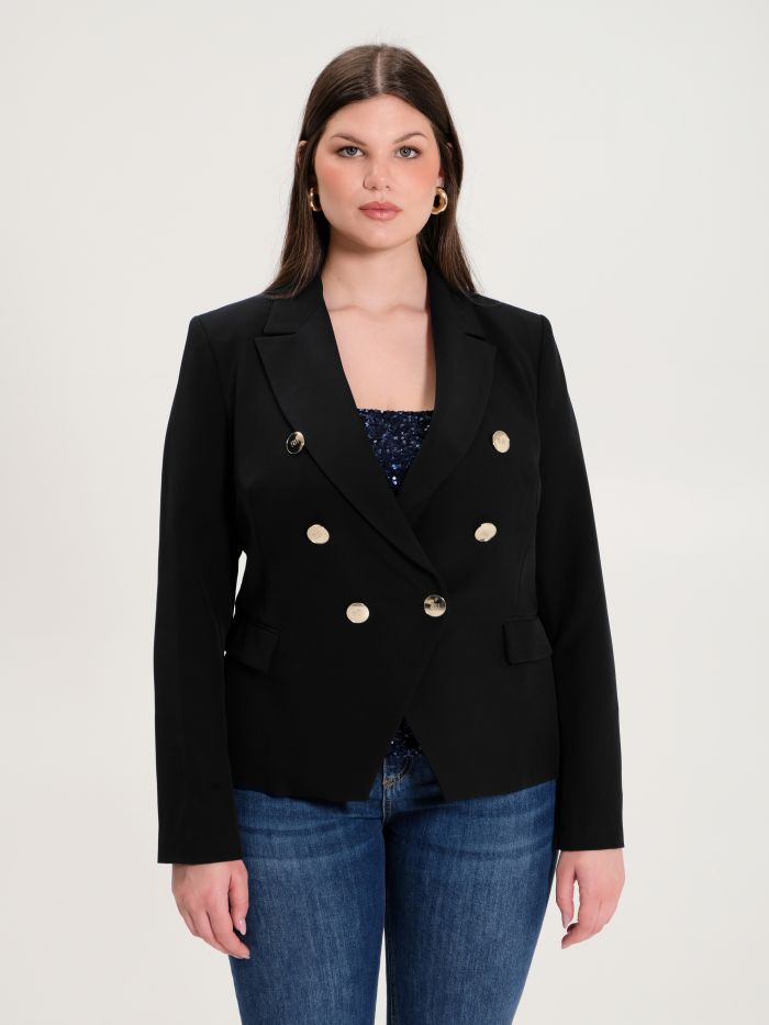 Rinascimento Giacca Curvy 6 Bottoni Nero 50% di sconto per tempo limitato