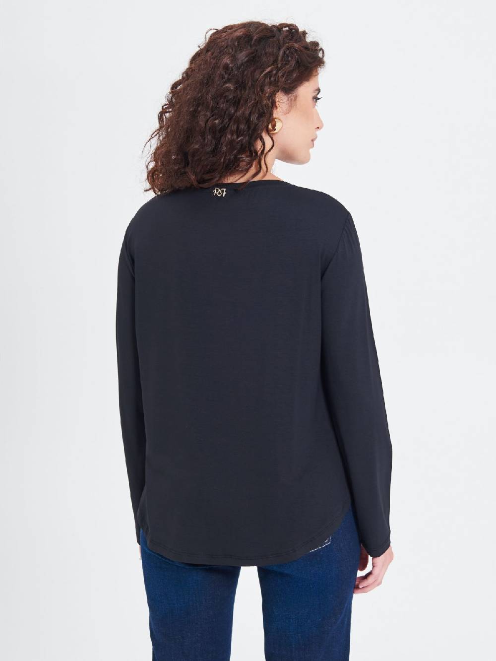 Rinascimento Blusa Curvy Envers Satin Nera Nuovo