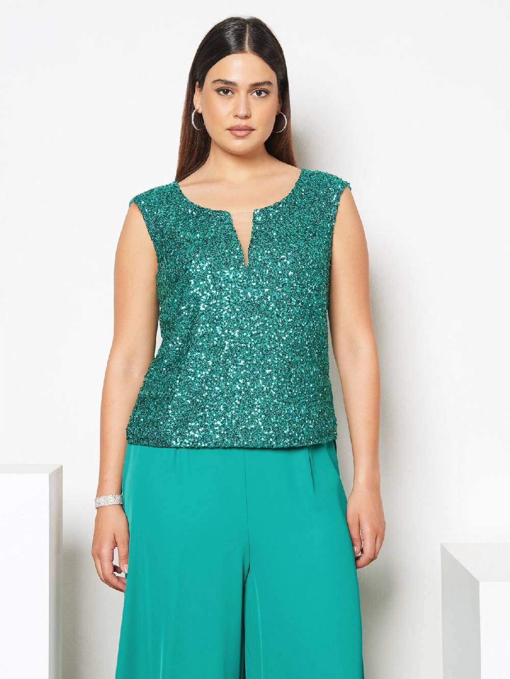 Rinascimento Top Curvy Paillettes Vendita