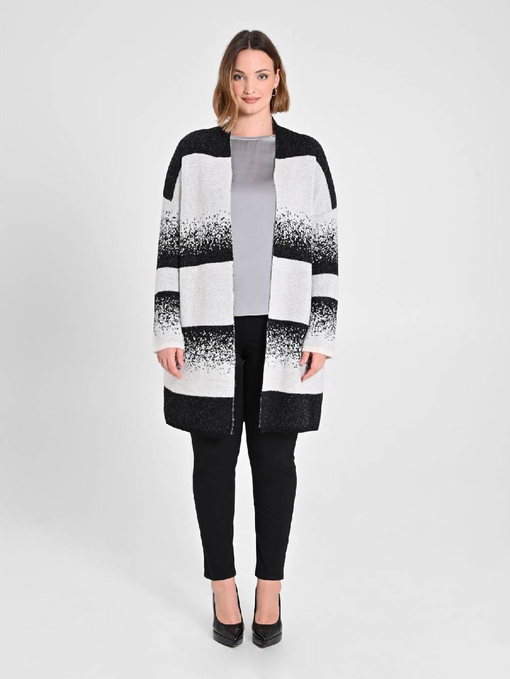 Rinascimento Cardigan Curvy Black & White Saldi Di Fabbrica