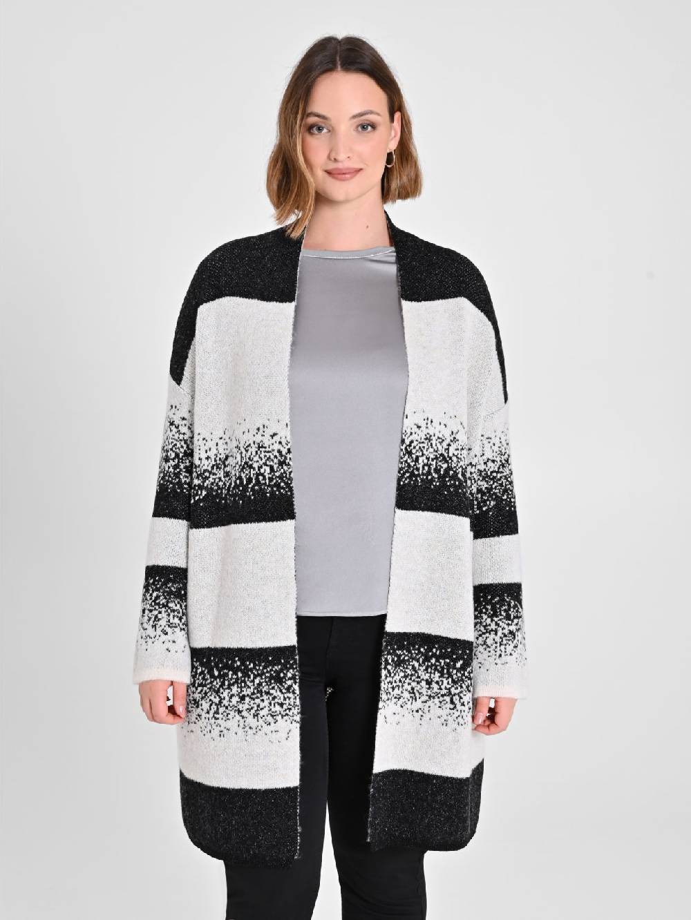 Rinascimento Cardigan Curvy Black & White Saldi Di Fabbrica