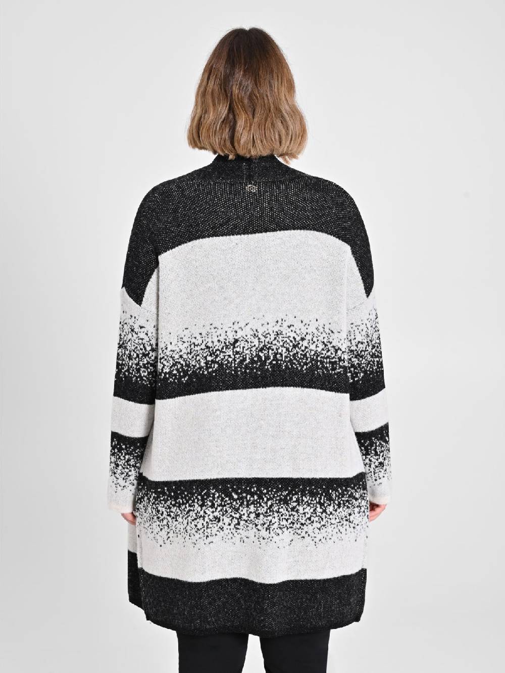 Rinascimento Cardigan Curvy Black & White Saldi Di Fabbrica