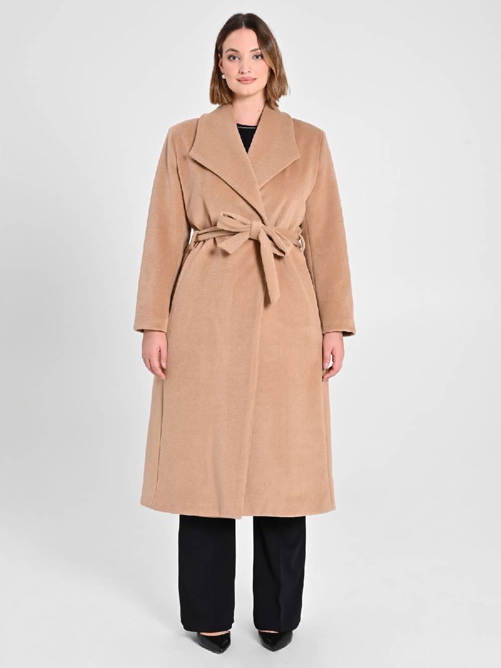 Rinascimento Cappotto Curvy Vestaglia Cammello Moda