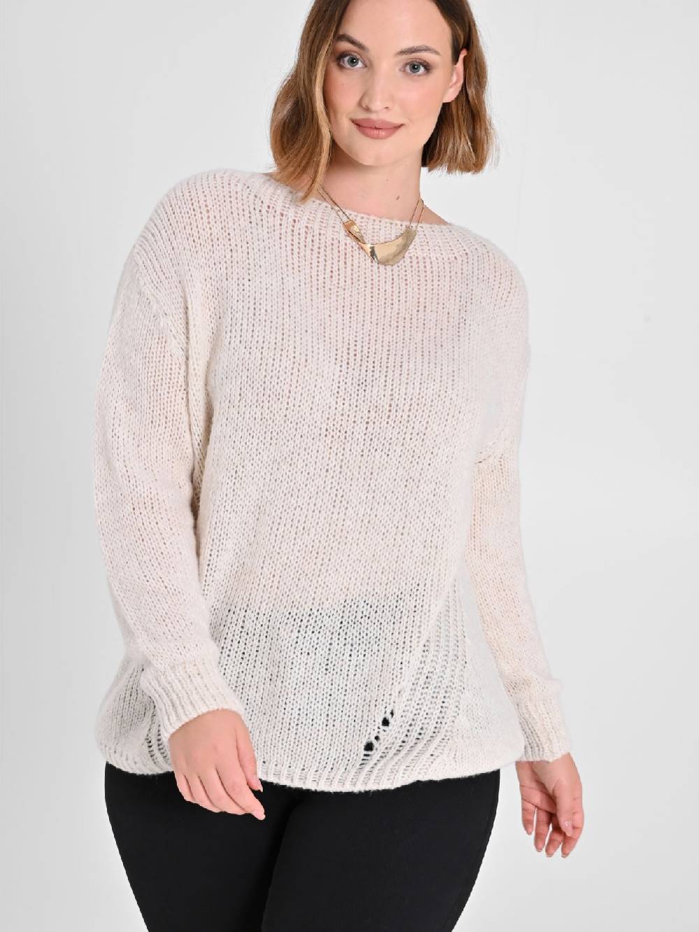 Rinascimento Maglioncino Curvy Bianco Sconto di tempo limitato