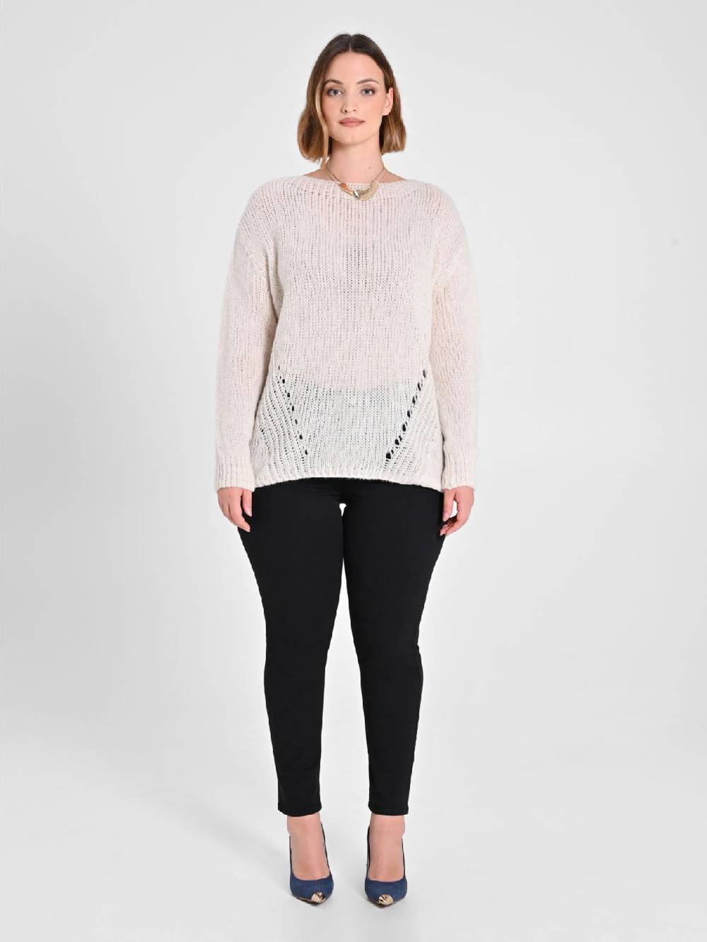 Rinascimento Maglioncino Curvy Bianco Sconto di tempo limitato