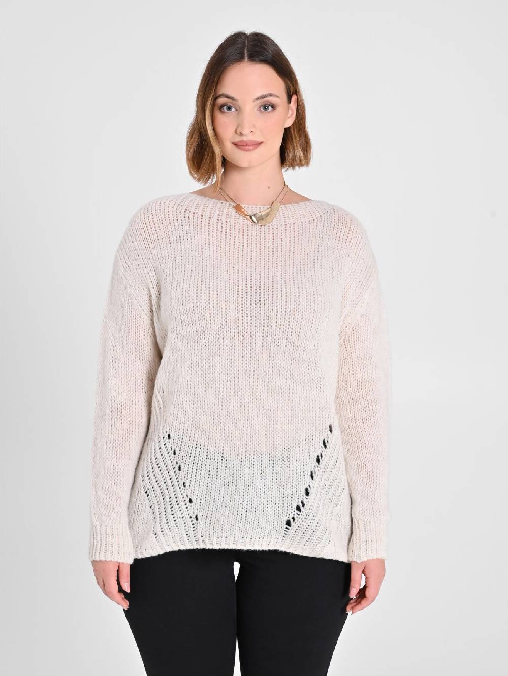 Rinascimento Maglioncino Curvy Bianco Sconto di tempo limitato