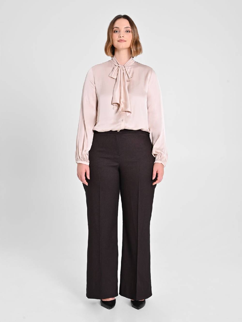 Rinascimento Pantaloni Curvy in Poliviscosa Marrone Negozio online di fabbrica