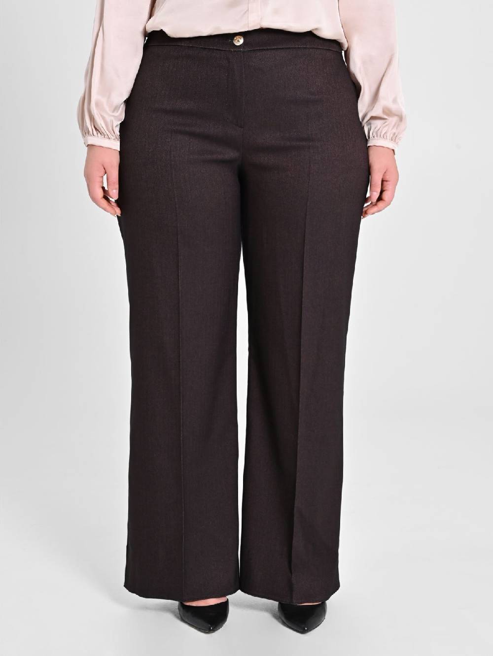 Rinascimento Pantaloni Curvy in Poliviscosa Marrone Negozio online di fabbrica