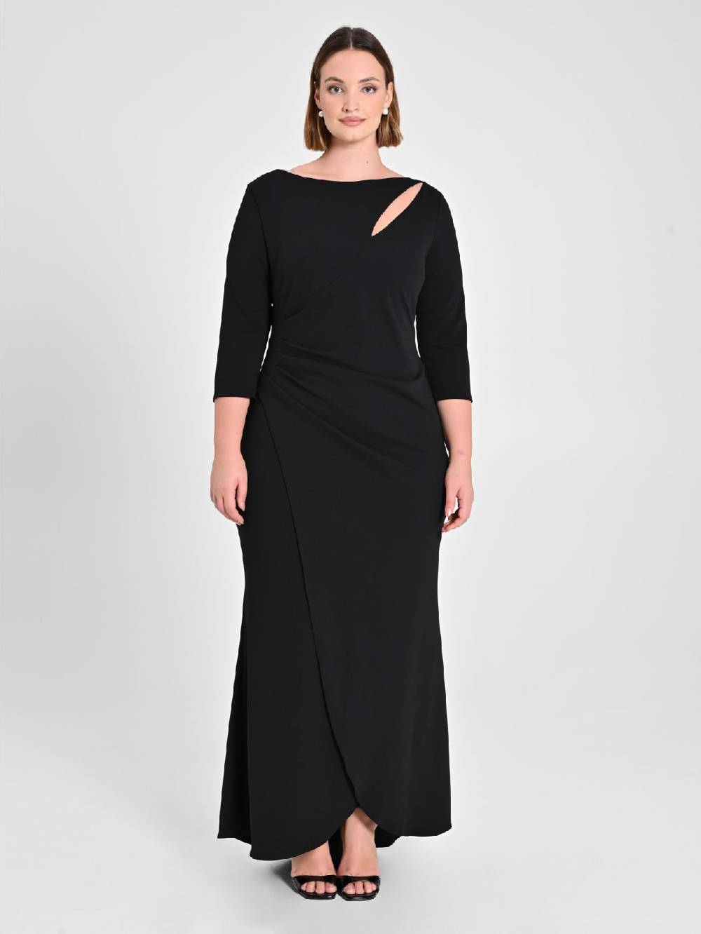 Rinascimento Abito Lungo Curvy Nero Grande vendita